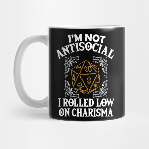 Tabletop Gaming Gift Dragons D20 Dice Im Not Antisocial Print by Linco